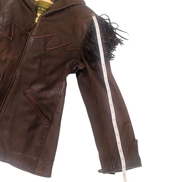 Creations in Leather Chocolate Brown Fringe Leather Jacket Sz S MSRP $700+ MY23 - Picture 9 of 14